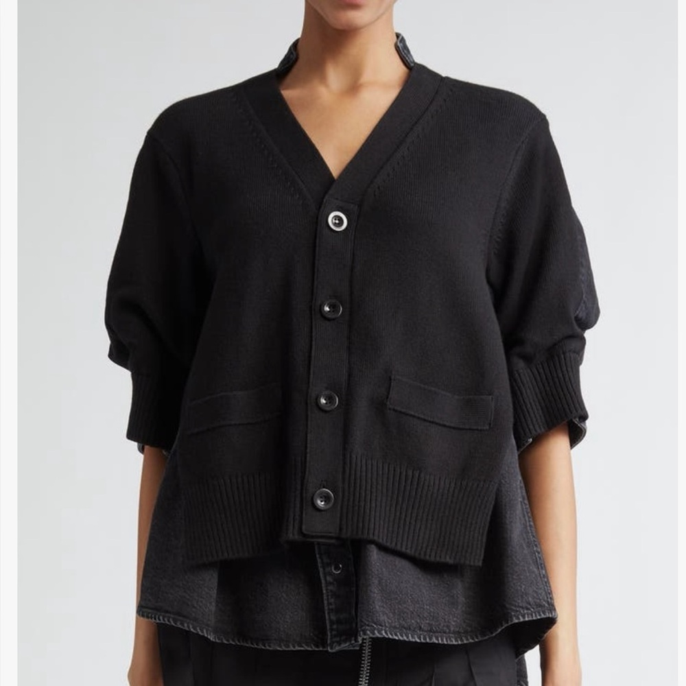 Sacai Denim and Knit Hybrid Cardgian, size L
